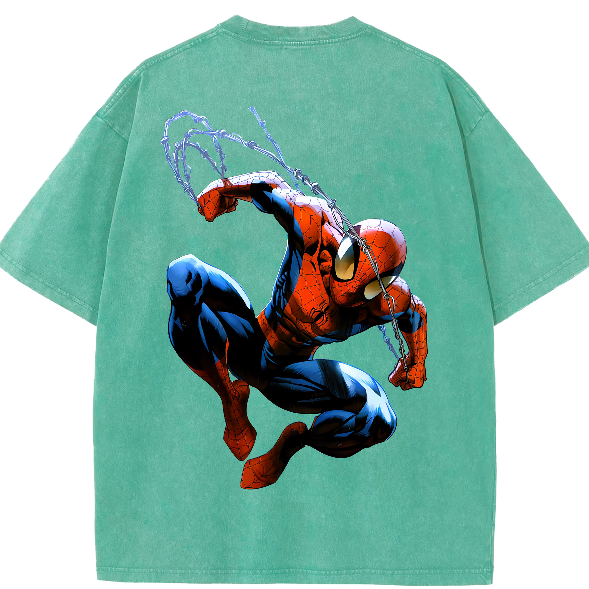 （画像用） Spider Man スパイダーマン 綿100% ヴィンテージ風 半袖Tシャツ（背面プリント）